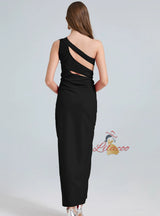 Sexy One Shoulder Sleeveless Metal Slim Dress