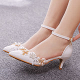 5 cm Pointed White Rhinestone Sandals