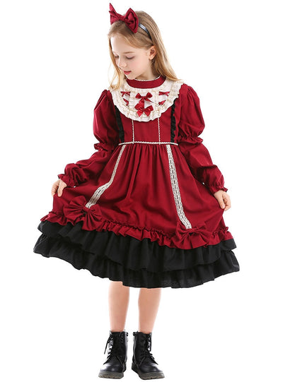 Lolita Children's Princess Burgundy Dress Cosplay