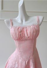Pink Sleeveless Suspender Dress