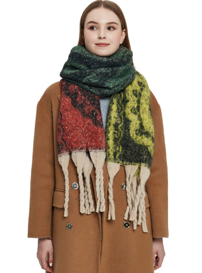 Thick Fringed Jacquard Scarf