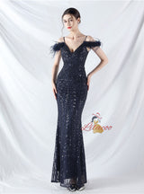 Mermaid Sequins Spaghetti Straps Prom Dress