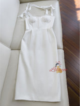 Sling White Bow Tube Top Dress