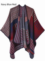 Jacquard Split Thick Warm Cloak Shawl