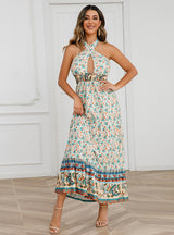 Sexy Halter Bohemian Floral Dress