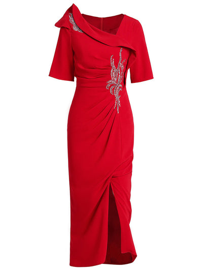 Short Sleeve Split Mother Of The Bride Dress