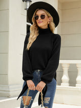 Long Sleeve Knit Loose Pullover Turtle Neck Sweater