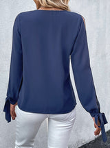 Solid Color Hollow Long Sleeve Shirt