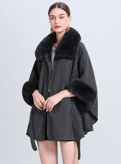 Lace Cardigan Fur Collar Shawl Cloak