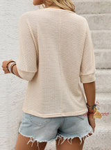 Apricot Casual Flower Embroidered T-shirt Top