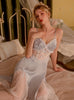 Deep V Bow Lace Nightdress with Chest Pad