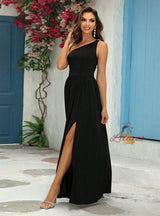 One Shoulder Split Long Party Dress