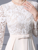 Purple Lace Long Sleeve Mother Of The Bride Dress
