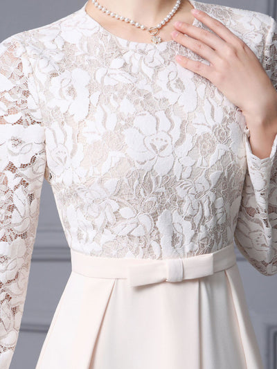 Purple Lace Long Sleeve Mother Of The Bride Dress