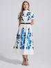 Slim Seaside Short Sleeve Print Long Dress