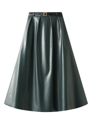 High Waist Loose PU Leather Skirt