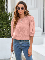 Flower Pattern Puff Sleeve Chiffon Loose Top