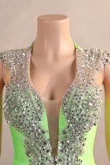 Green Mermaid Crystal Prom Dress