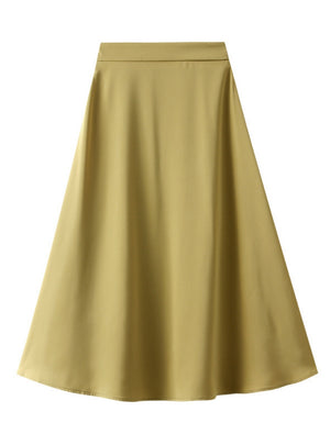 Acetic Acid Silk Satin High Waist Skirt