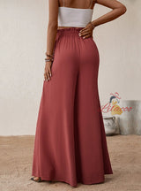 Horn Casual Elastic Wide-leg Pants