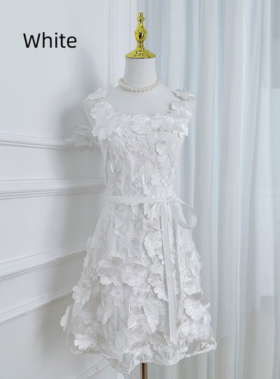 Flower Embroidered Suspender Dress