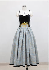 Women Black Straps Banquet Dress