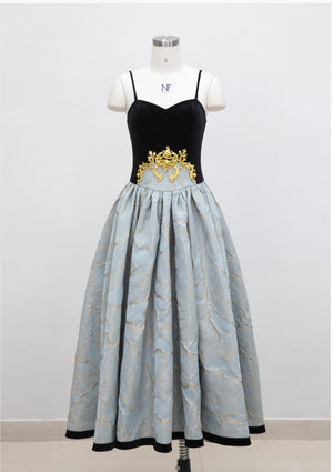 Women Black Straps Banquet Dress