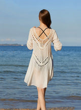 Hand Hook Openwork Loose Slim Blouse Cover Up