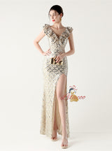 Mermaid Sequins Split Prom Dress
