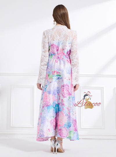 Palace Deep V-neck Lace Printed Dress