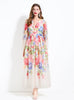 Printed V-neck Chiffon Long Sleeve Dress