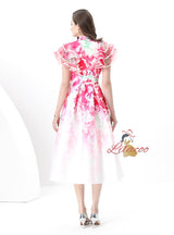 Women V-neck Slim Printed Dress