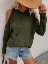 Solid Long-sleeved Round Neck Twisted Rope Sweater
