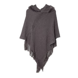 Solid Color Striped Fringed Hooded Cloak