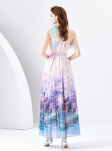 Holiday One-shoulder Wooden Ear Printed Dress