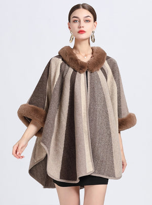 Jacquard Plus Size Knitted Shawl Cloak Coat