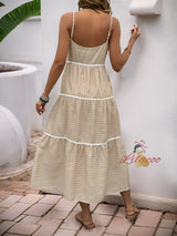 Casual Spliced Striped Strap Dress
