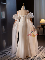 White Spaghetti Straps Wedding Dress