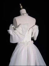 White Mermaid Flower Off the Shoulder Wedding Dress