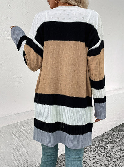 Contrasting Cardigan Sweater Coat