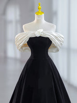 Black Velvet Off the Shoulder Short Prom Dress