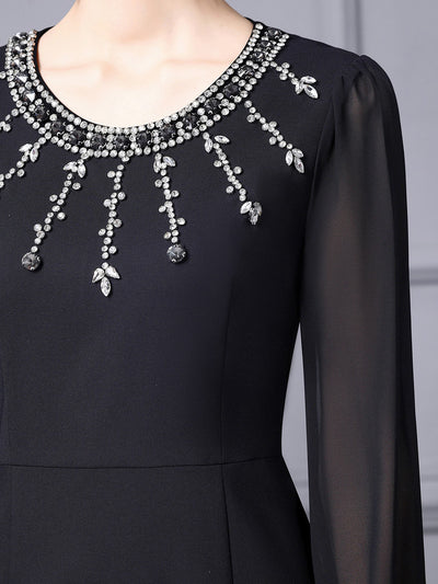 Black Long Sleeve Mother Of The Bride Dress