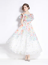 Ruffled Big Swing Split Chiffon Dress