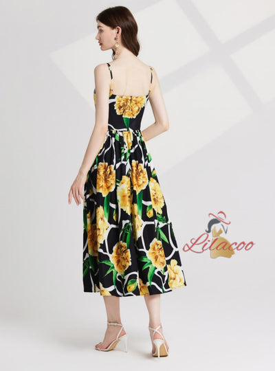 Floral Sling Tube Top Print Slim Seaside Dress