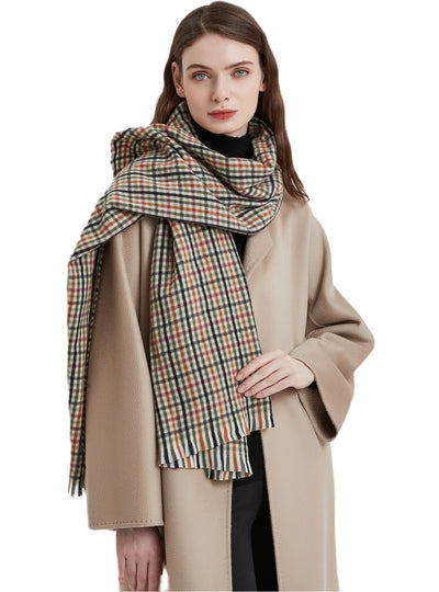Women Small Plaid Retro Scarf