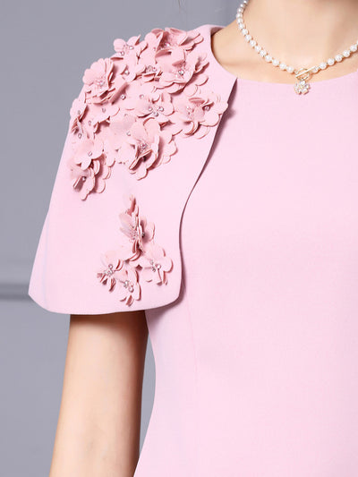 Red Scoop Neck Flower Mother Of The Bride Dress