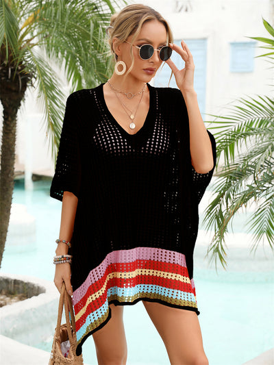 Loose Beachwear Stitching Hollow Bikini Cover Up
