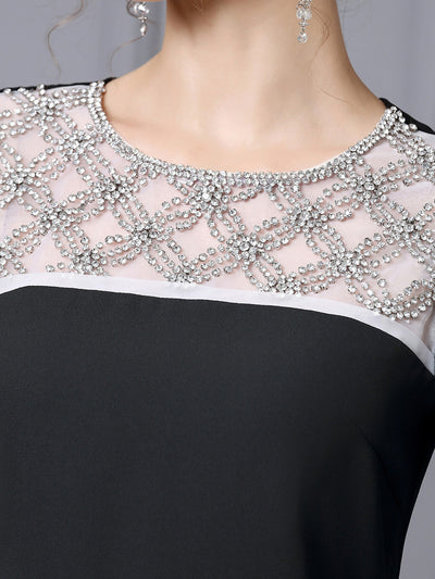 Black Beading Mother of the Bride Dress