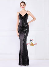 Mermaid Sequins Spaghetti Straps Prom Dress