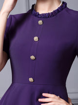 Purple Short Sleeve Mother Of The Bride Dress